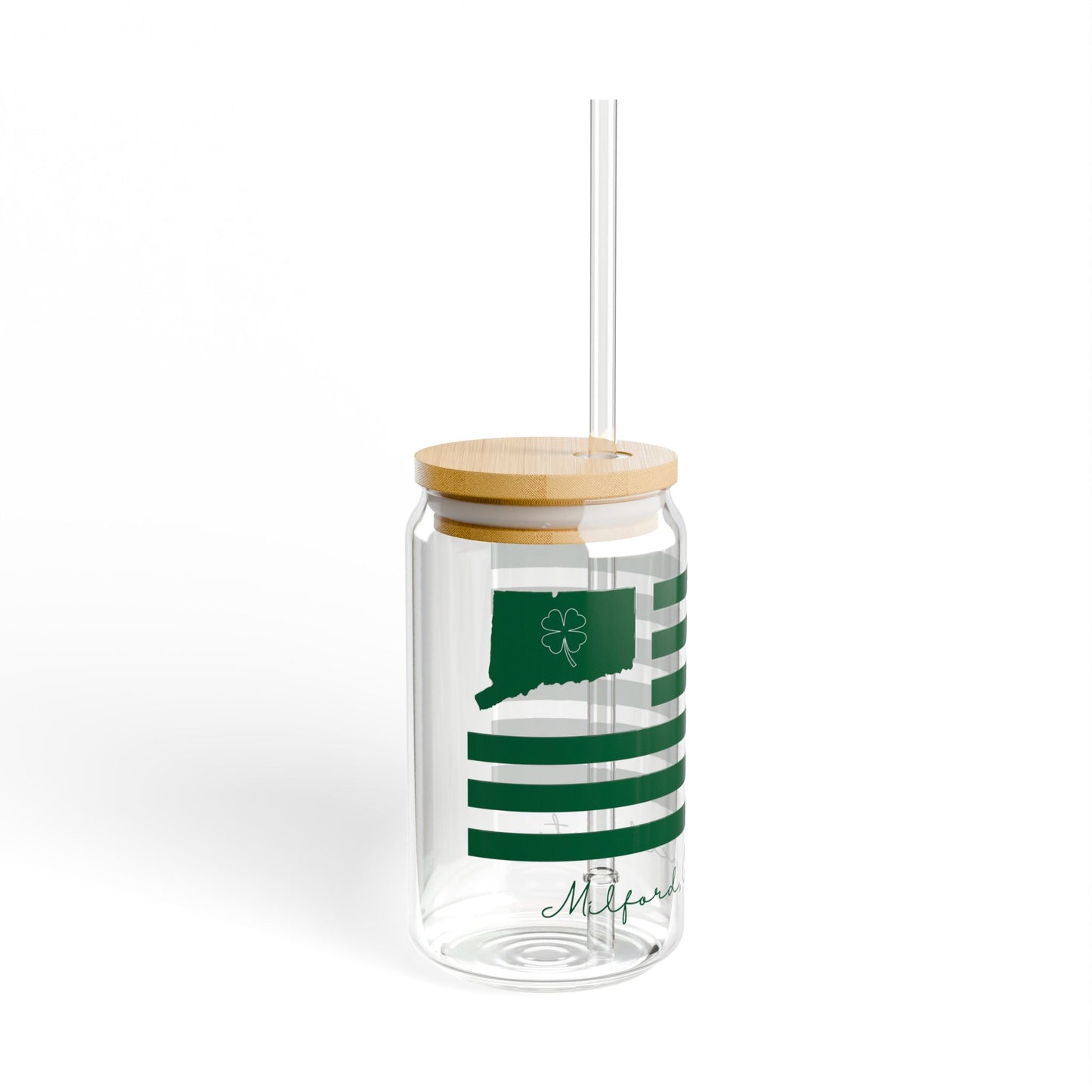 Milford Connecticut St. Patrick’s Day Flag Sipper Glass, 16oz