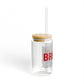 Bridgeport Love Glass Can with Straw and Lid, 16oz