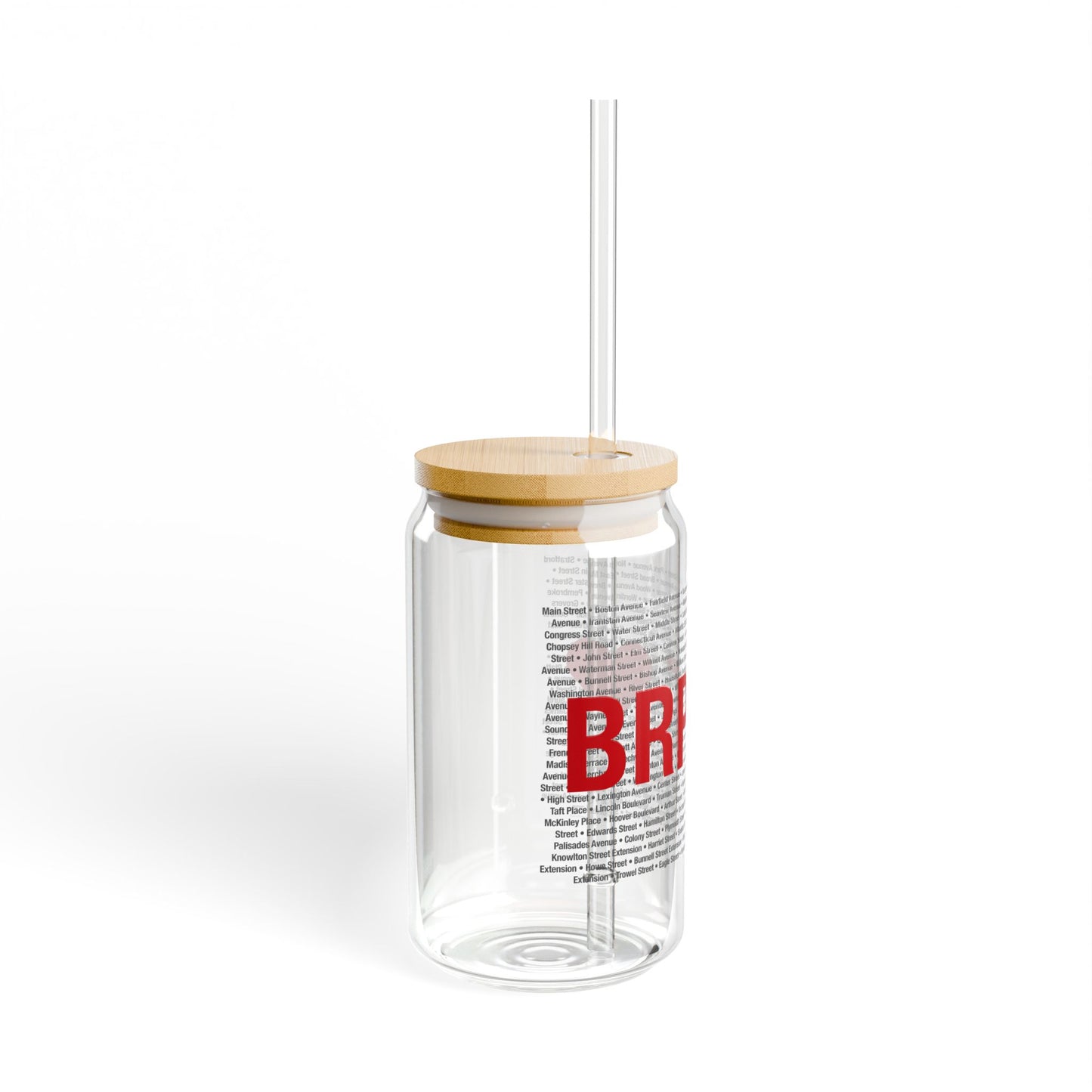 Bridgeport Love Glass Can with Straw and Lid, 16oz