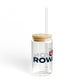 Love Rowayton Glass Can with Straw and Lid, 16oz