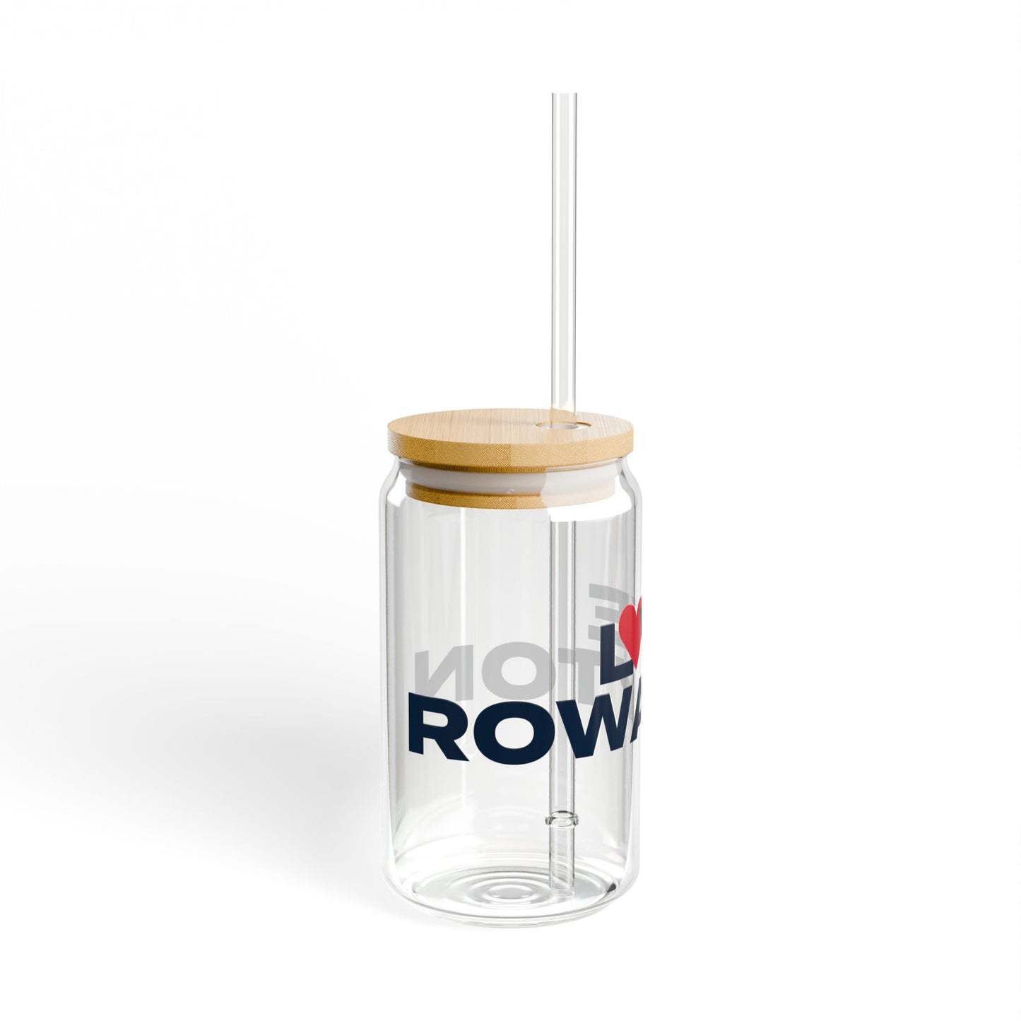 Love Rowayton Glass Can with Straw and Lid, 16oz
