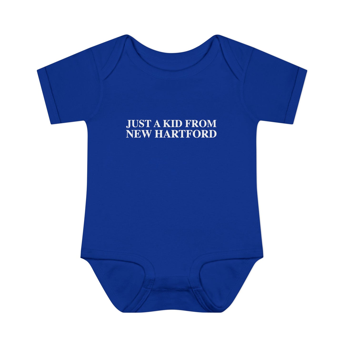 Just a kid from New Hartford Infant Baby Rib Bodysuit