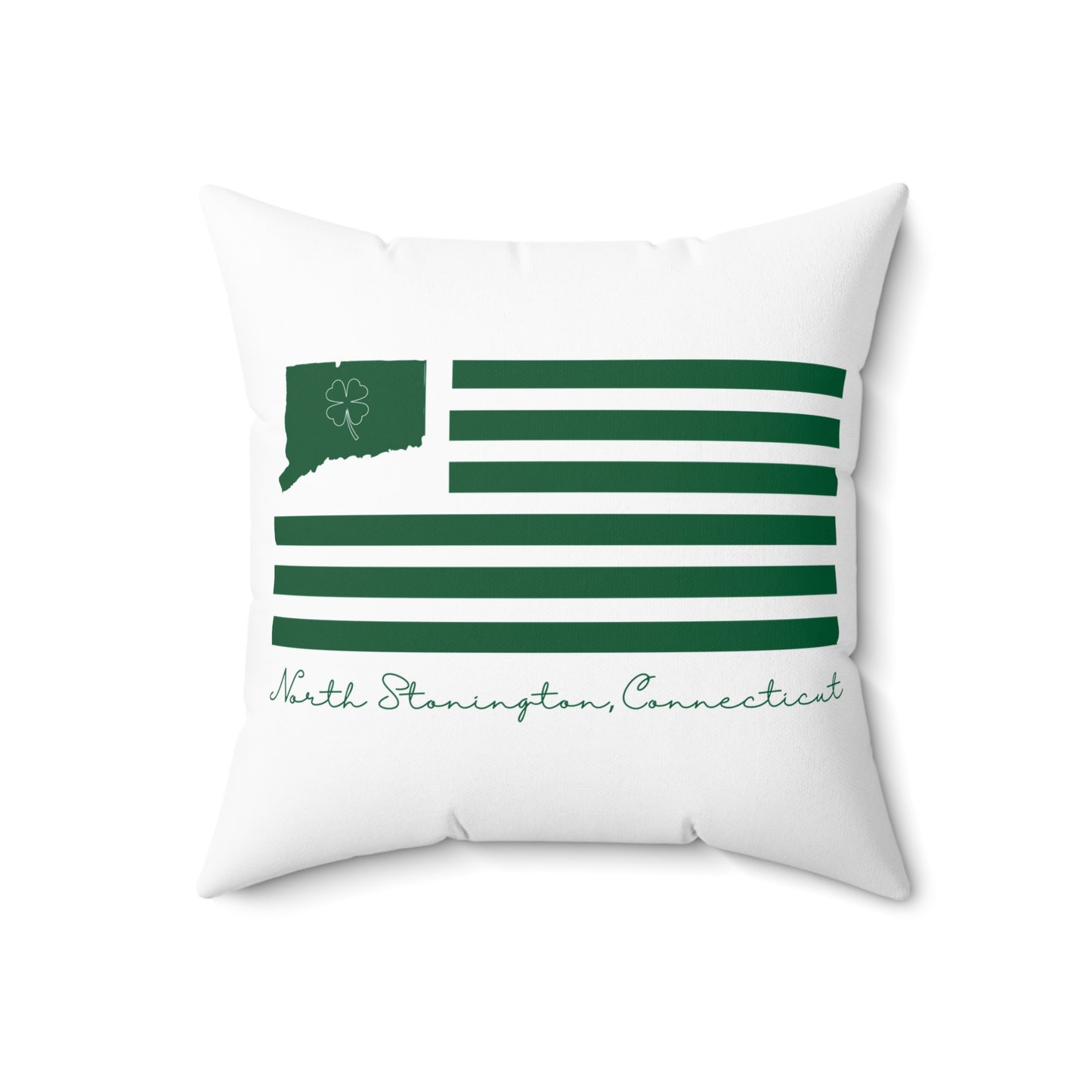 North Stonington Connecticut St. Patrick’s Day Flag Spun Polyester Square Pillow