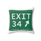 Vintage Exit 34 Merritt Parkway Sign Spun Polyester Square Pillow