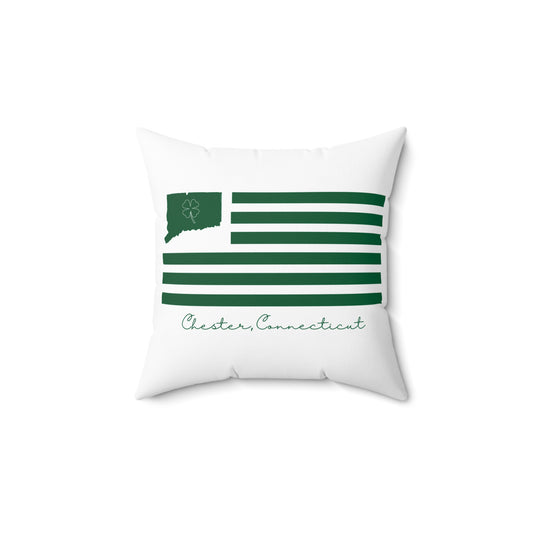 Chester Connecticut St. Patrick’s Day Flag Spun Polyester Square Pillow
