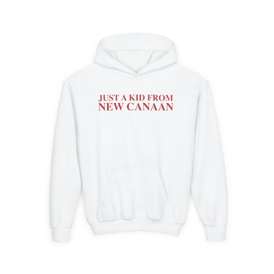 Just a kid from New Canaan Youth Heavy Blend Hooded Sweatshirt
