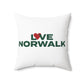 Love Norwalk Spun Polyester Square Pillow