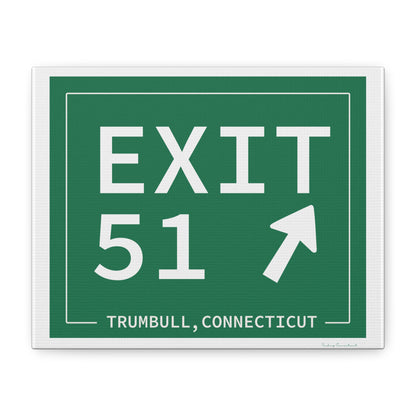 Vintage Exit 51  Merritt Parkway Sign Matte Canvas, Stretched, 1.25"