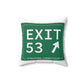 Vintage Exit 53  Merritt Parkway Sign Spun Polyester Square Pillow