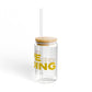 Love Redding Glass Can with Straw and Lid, 16oz