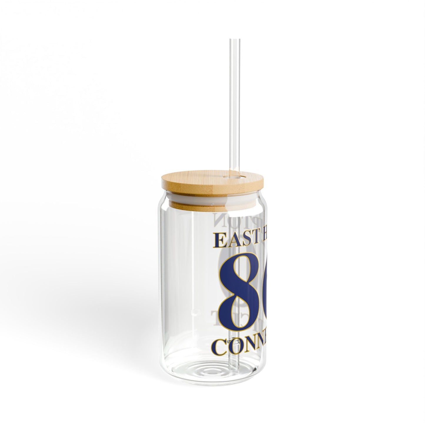 East Hampton 860 Connecticut Glass Can with Straw and Lid, 16oz