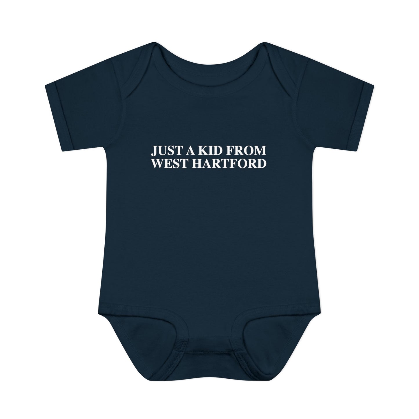 Just a kid from West Hartford Infant Baby Rib Bodysuit