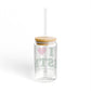 I Heart ESTN Glass Can with Straw and Lid, 16oz