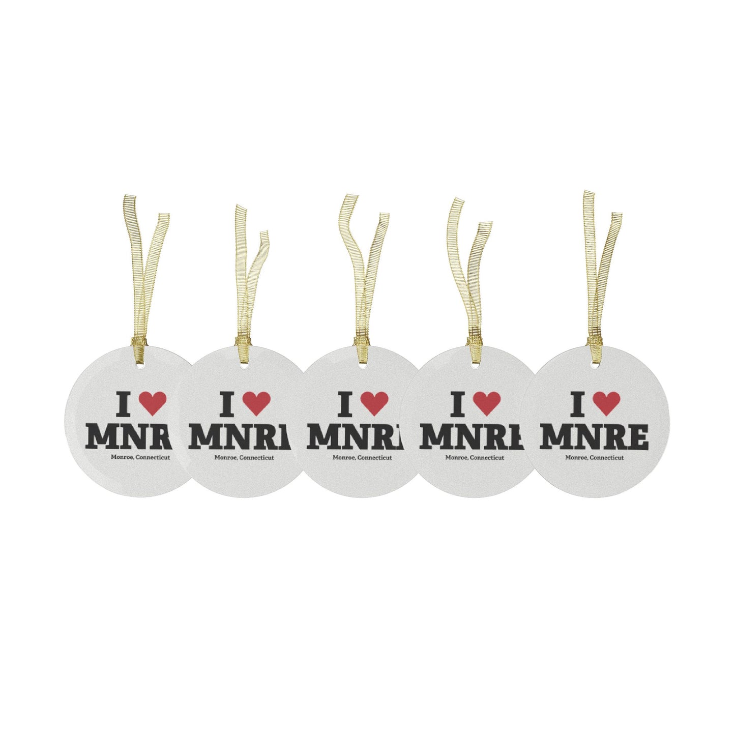 I Heart MNRE Glass Ornaments