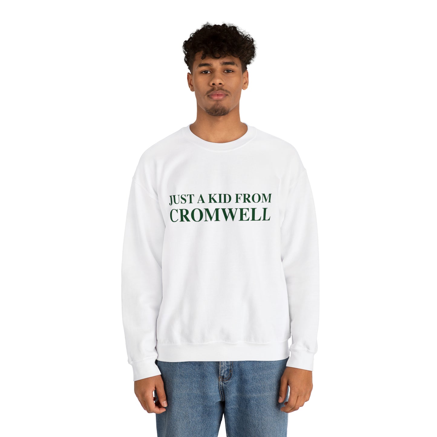 Just a kid from Cromwell Unisex Heavy Blend™ Crewneck Sweatshirt (green)