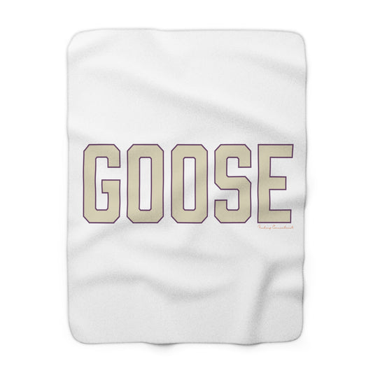 Goose Zip Code Cream & Purple Sherpa Fleece Blanket