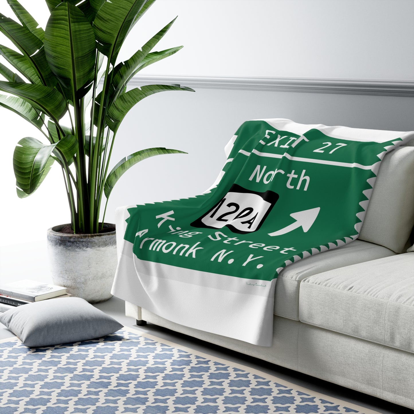 Vintage Merritt Parkway Exit 27 Sign Sherpa Fleece Blanket