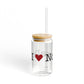 I Heart Norwalk. Glass Can with Straw and Lid, 16oz
