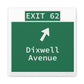 Vintage WCP Exit 62 Sign Matte Canvas, Stretched, 1.25"