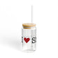 I Heart Shelton. Glass Can with Straw and Lid, 16oz