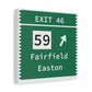 Vintage Merritt Parkway Exit 46 Sign Matte Canvas, Stretched, 1.25"