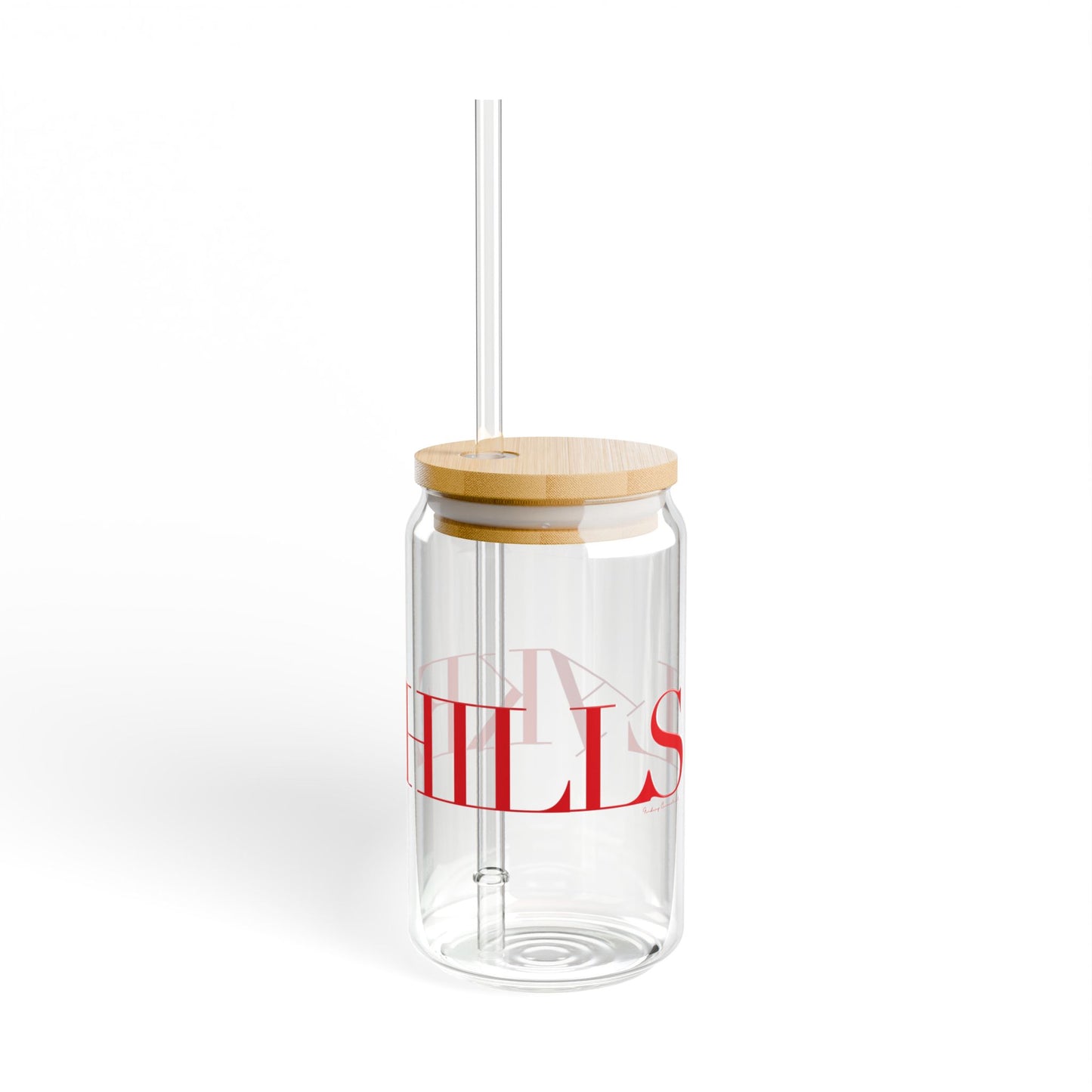 41 Tilt Lake Hills Glass Can with Straw and Lid, 16oz