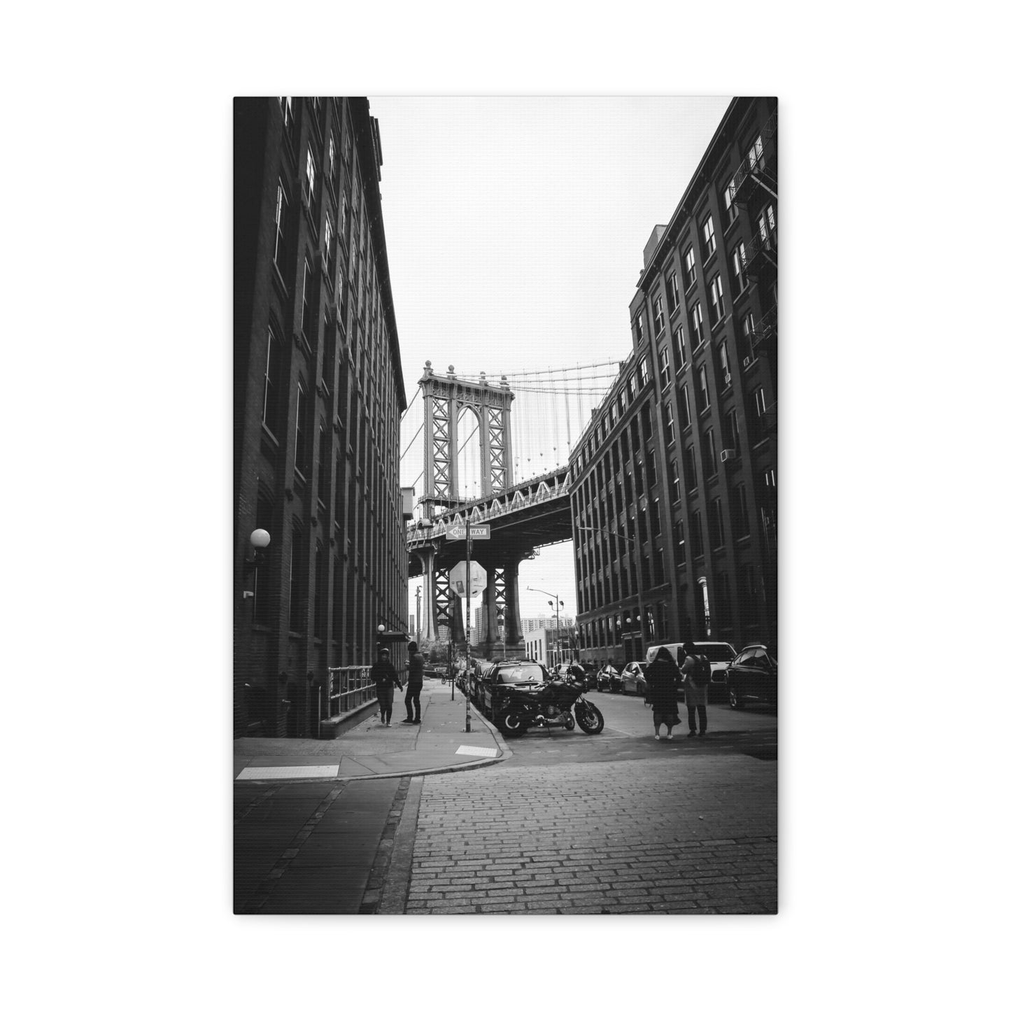 Manhattan Bridge Black and White Matte Canvas, Stretched, 1.25"
