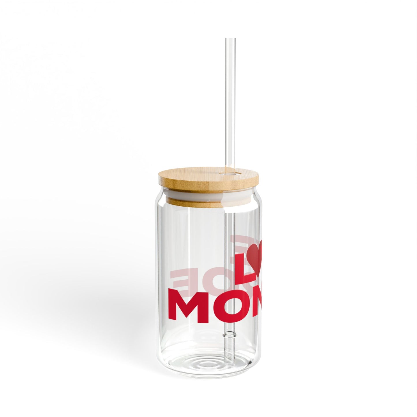 Love Monroe Glass Can with Straw and Lid, 16oz