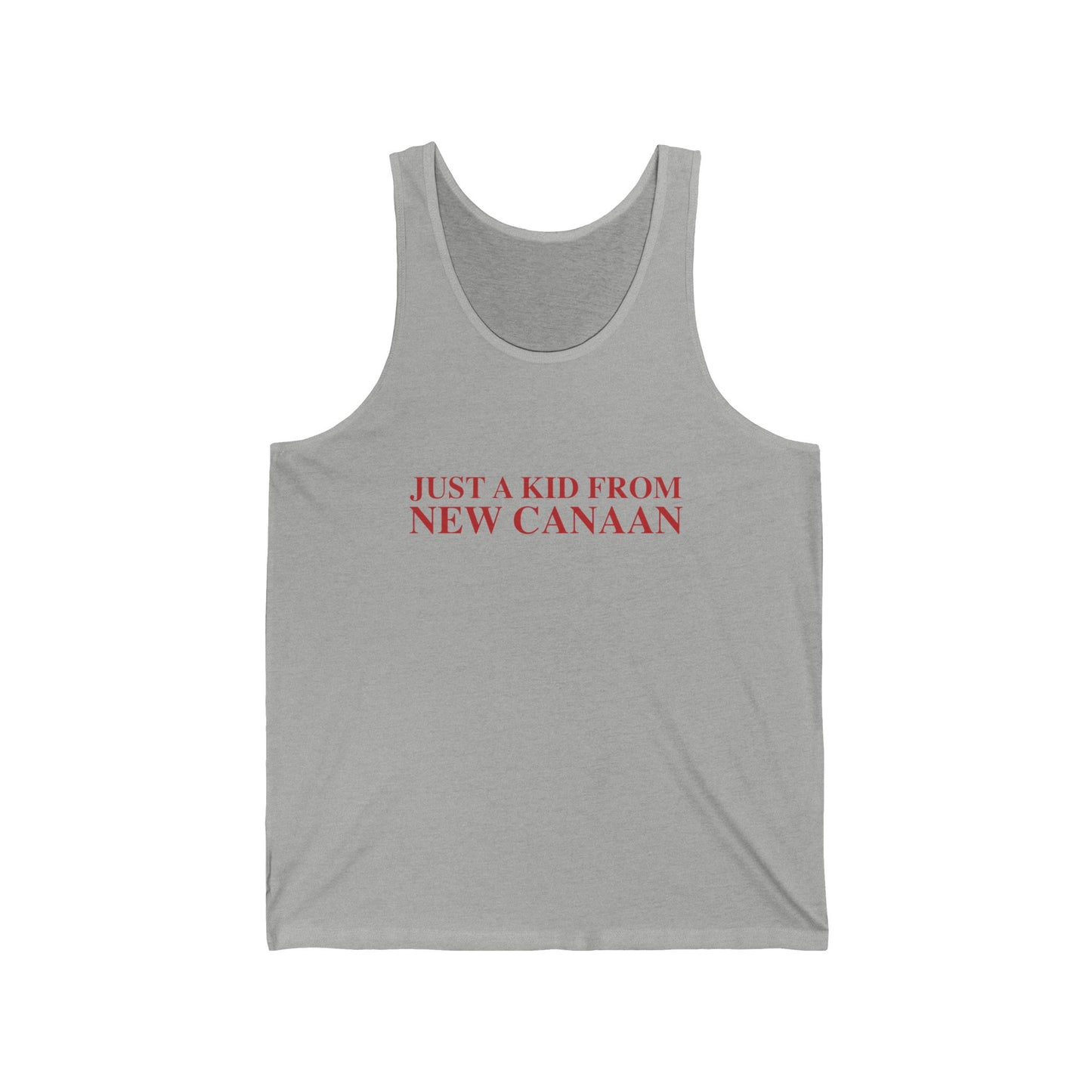 Just a kid from New Canaan Unisex Jersey Tank Top