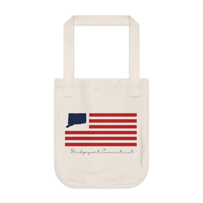 Bridgeport Connecticut Flag Organic Canvas Tote Bag