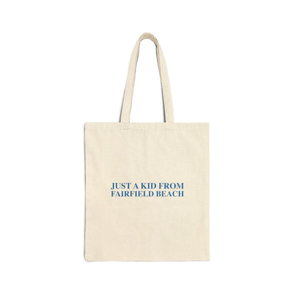 Just a kid from Fairfield Beach Cotton Canvas Tote Bag