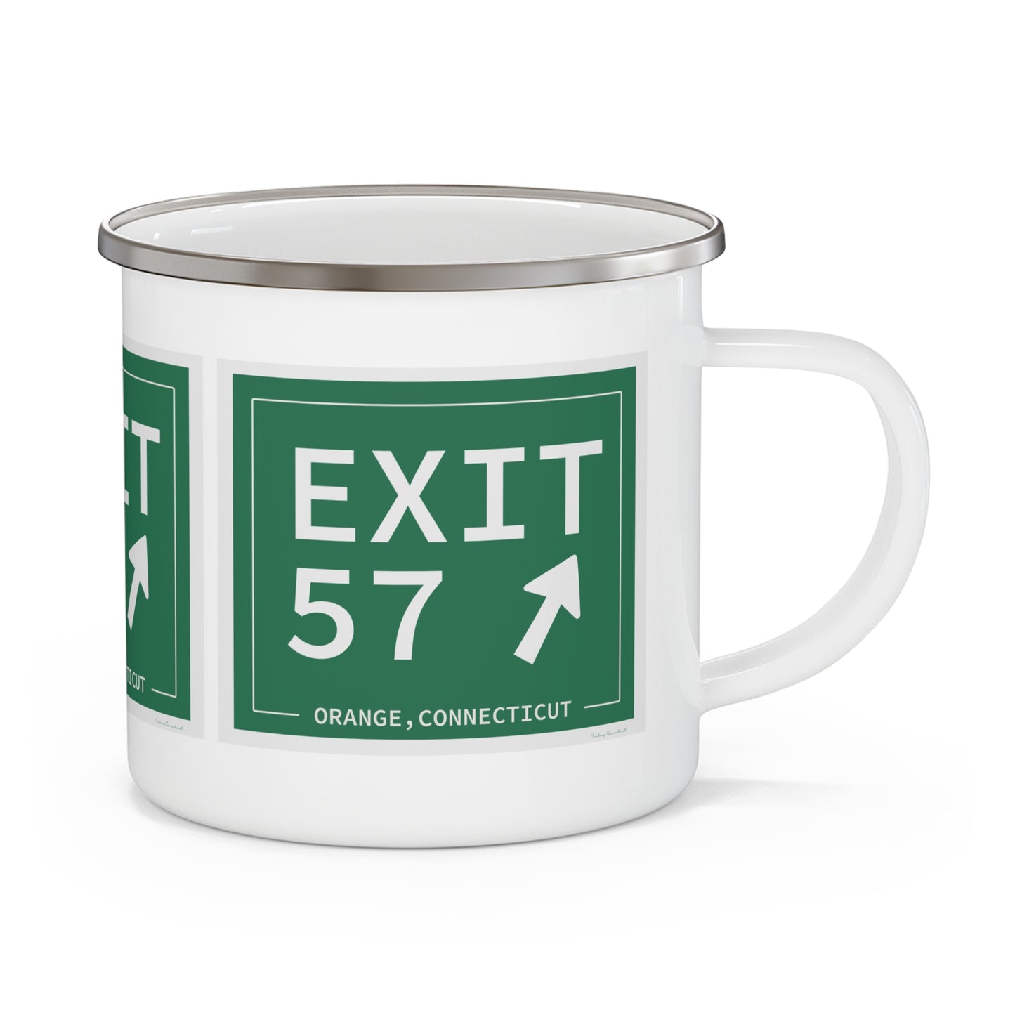 Vintage Exit 57 WCP Sign Enamel Camping Mug