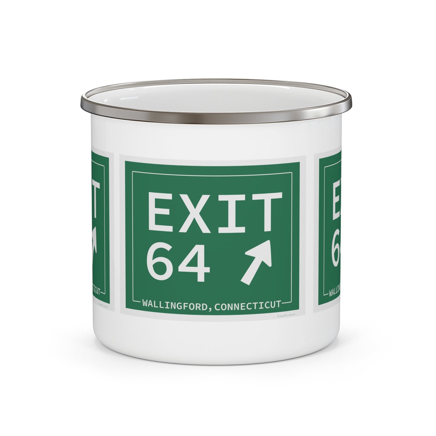 Vintage Exit 64 WCP Sign Enamel Camping Mug