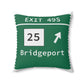 Vintage Merritt Parkway Exit 49S Sign Spun Polyester Square Pillow