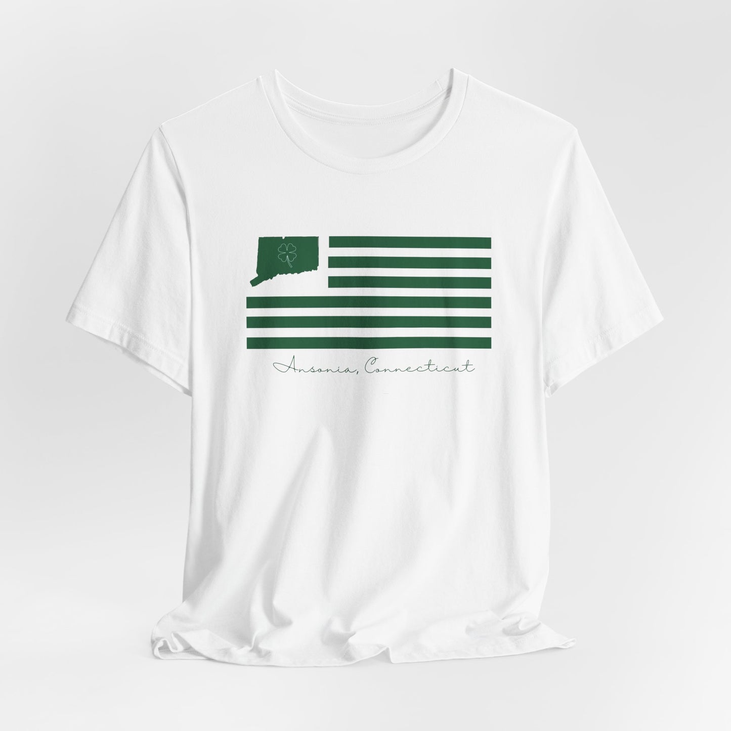 Ansonia Connecticut St Patrick’s Day Flag Unisex Jersey Short Sleeve T-Shirt