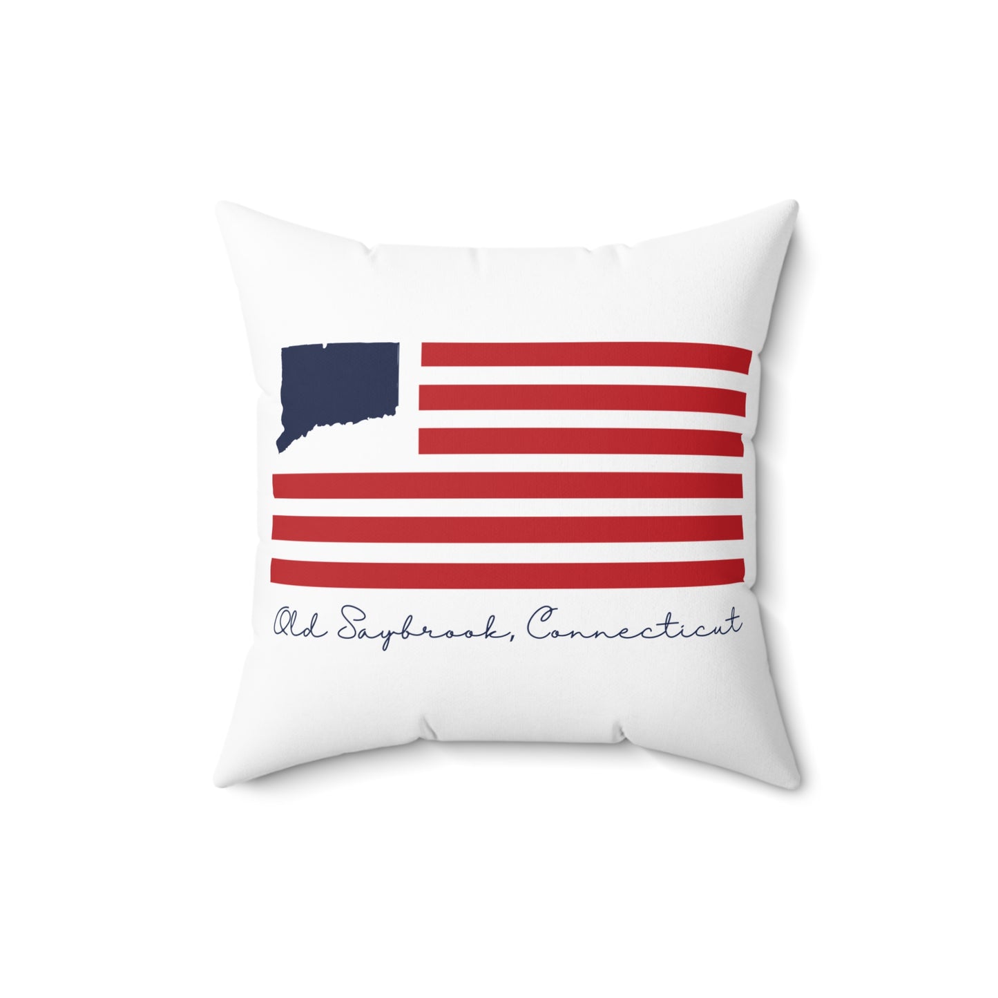 Old Saybrook Connecticut Flag Spun Polyester Square Pillow