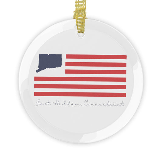 East Haddam Connecticut Flag Glass Ornaments