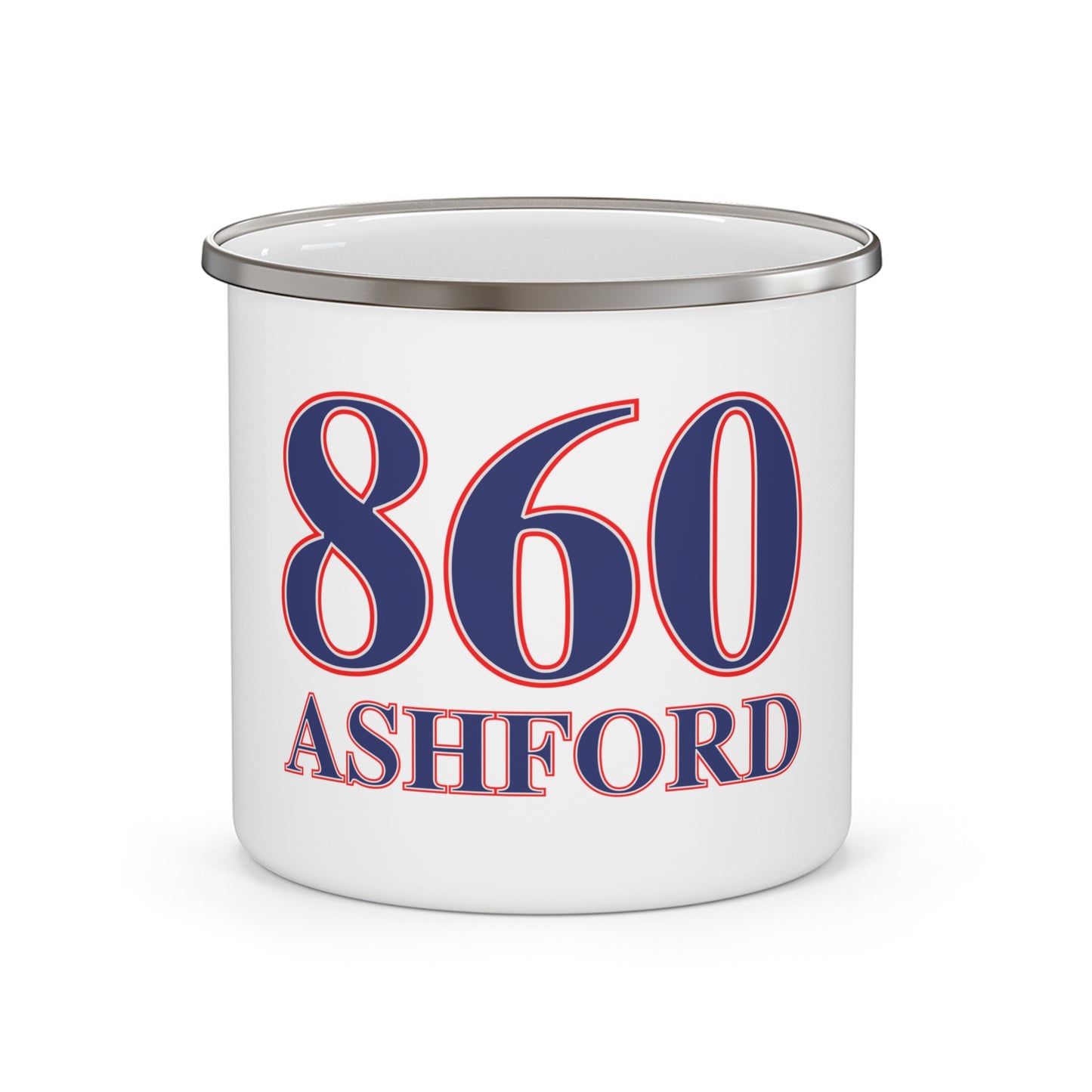 860 Ashford Red, White & Blue Enamel Camping Mug