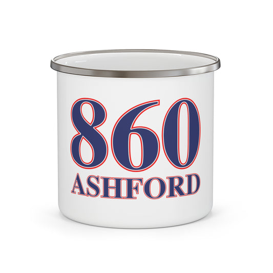 860 Ashford Red, White & Blue Enamel Camping Mug
