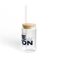 Love Wilton Glass Can with Straw and Lid, 16oz