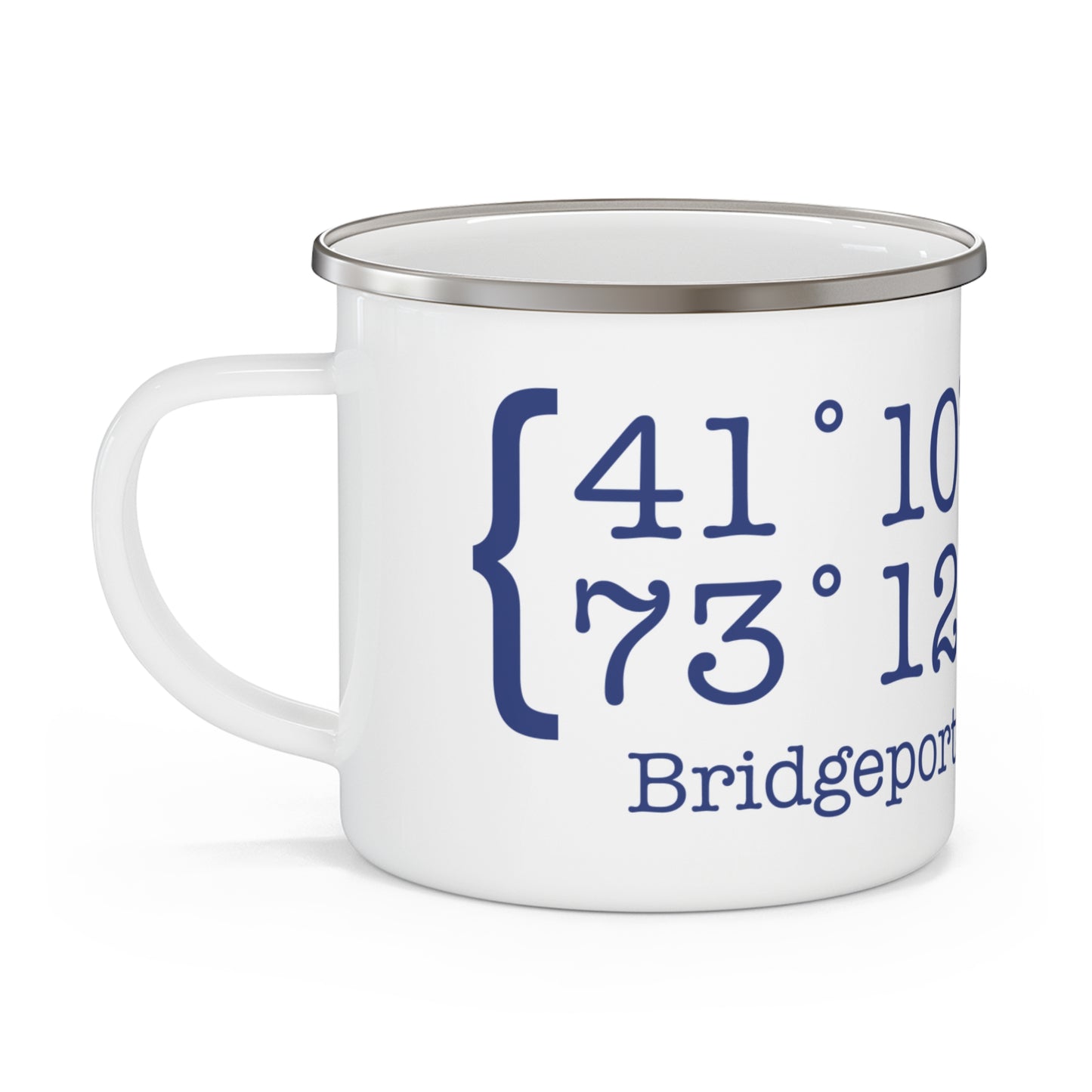 Bridgeport Coordinates Enamel Camping Mug