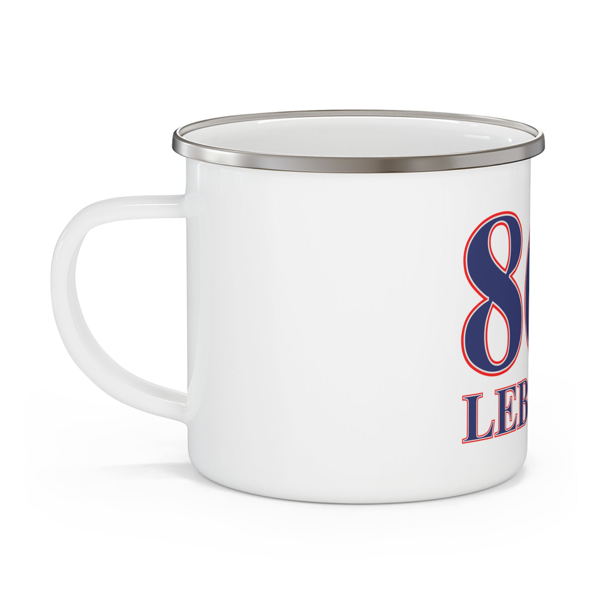 860 Lebanon Red, White & Blue Enamel Camping Mug