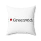 I Heart Greenwich. Spun Polyester Square Pillow