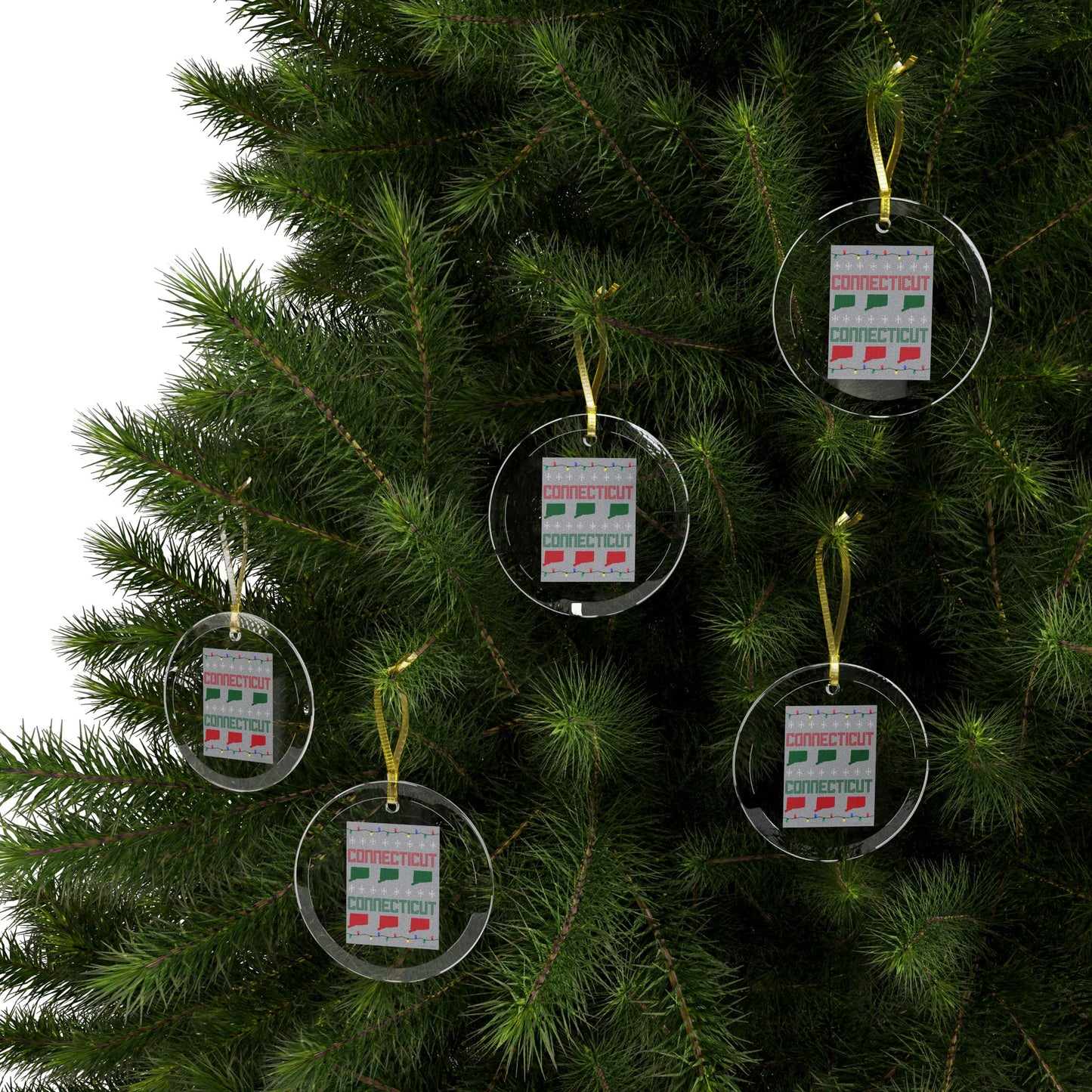 Connecticut Ugly Holiday Glass Ornaments