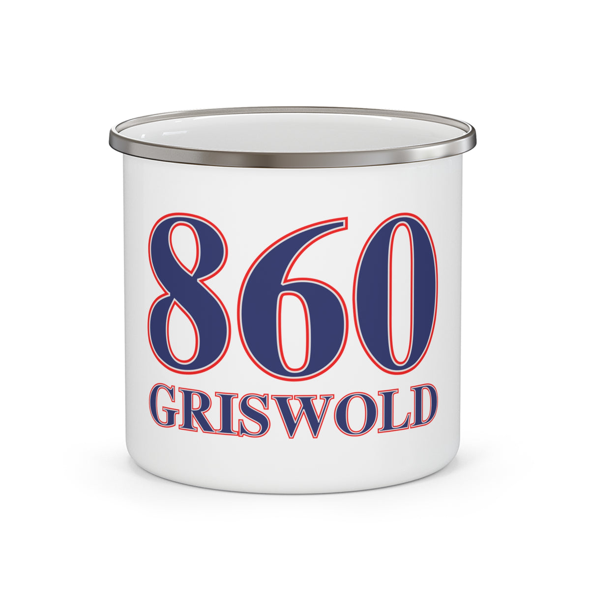 860 Griswold Red, White & Blue Enamel Camping Mug