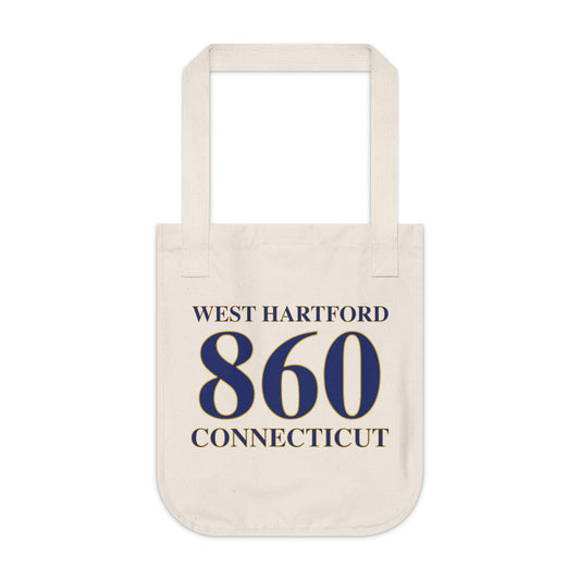 West Hartford 860 Connecticut Organic Canvas Tote Bag