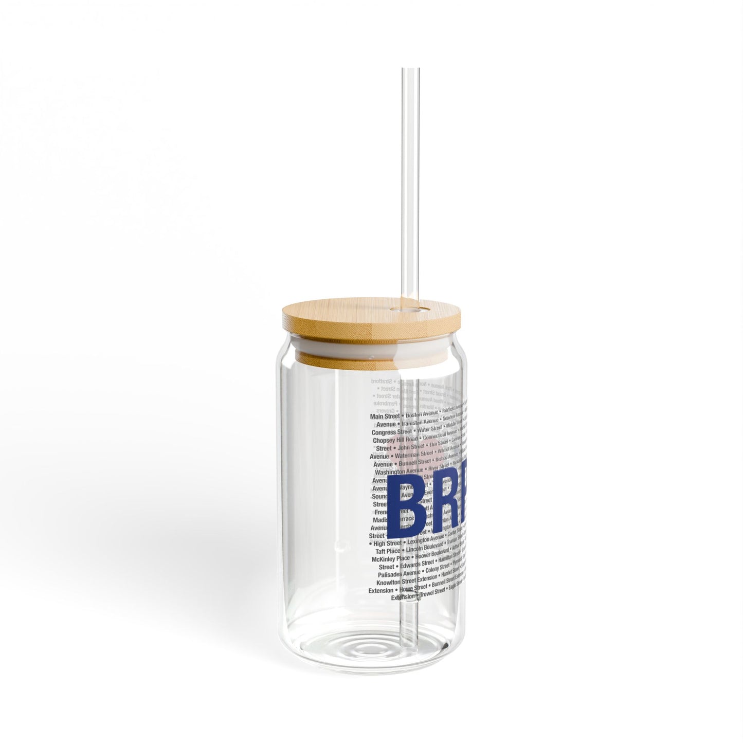 Bridgeport Love Glass Can with Straw and Lid, 16oz