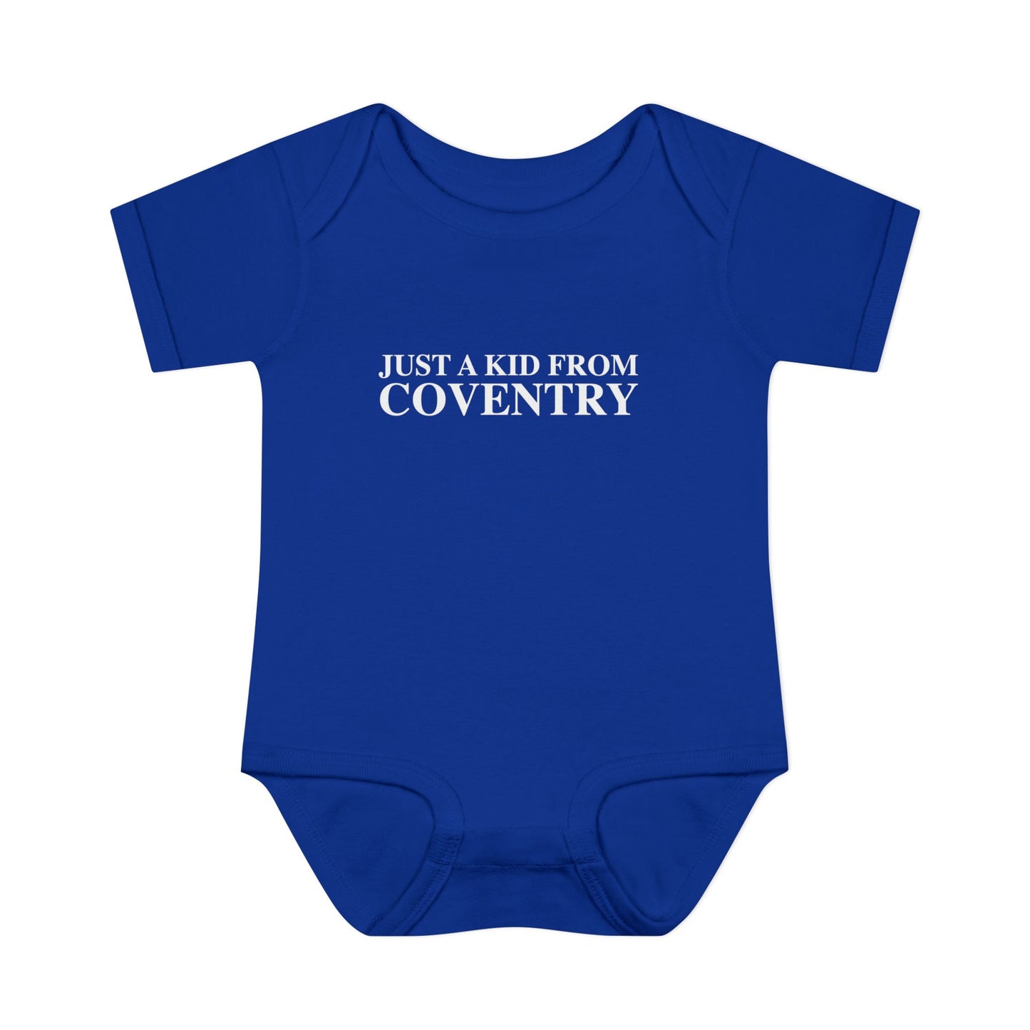 Just a kid from Coventry Infant Baby Rib Bodysuit