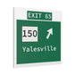 Vintage WCP Exit 65 Sign Matte Canvas, Stretched, 1.25"
