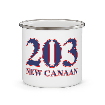 203 New Canaan Red White & Blue Enamel Camping Mug